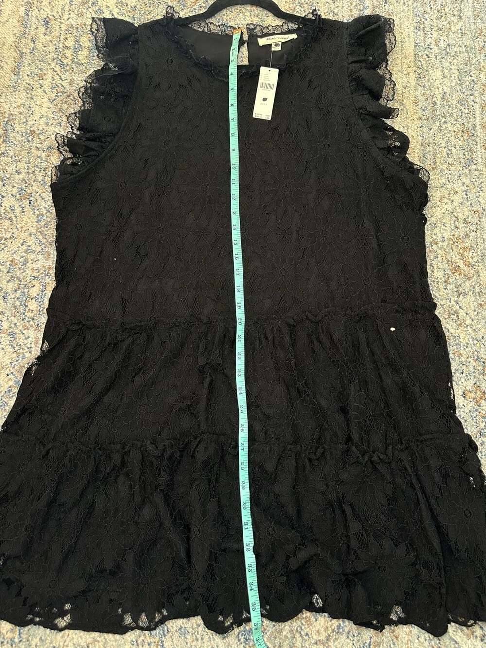NWT Blue Tassel - Anthropologie Black Lace Tiered Ruffle Dress Size 2X - Picture 5 of 6